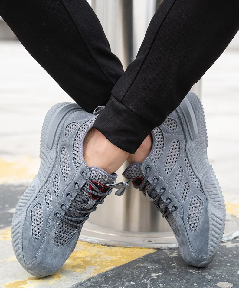 Summer Work Shoes with Protection Breathable Lightweight Safety ShoesSteel Toe Cap Working Male Construction Work Mesh Sneakers