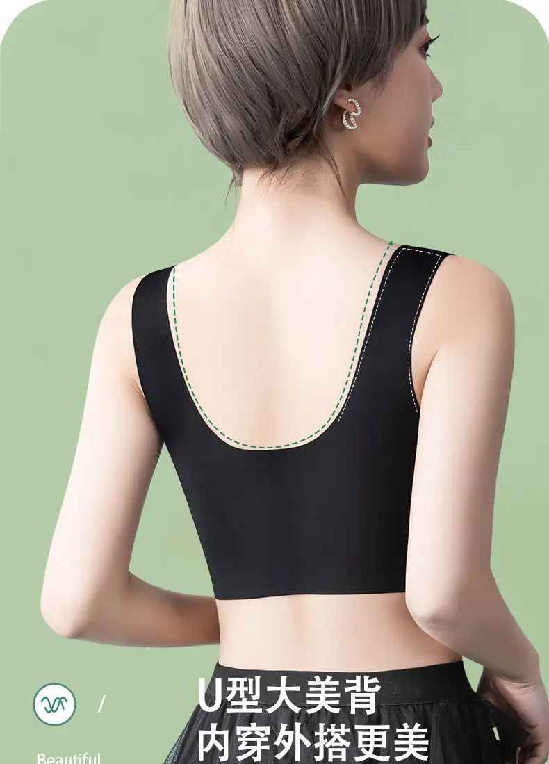 Women Lace Sport Bras Plus Size Seamless Bra Bralette Backless Lady Brassiere Vest Female Gathers Shock-Proof Wireless Top L-3XL