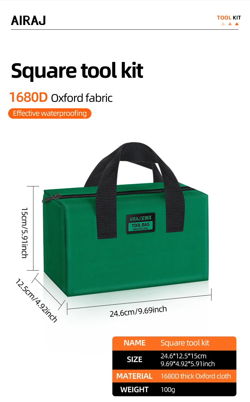 AIRAJ Tool Bag Large Capacity Thickened Wear-Resistant Oxford Cloth Multifunctional Portable Electrician Storage Bag
