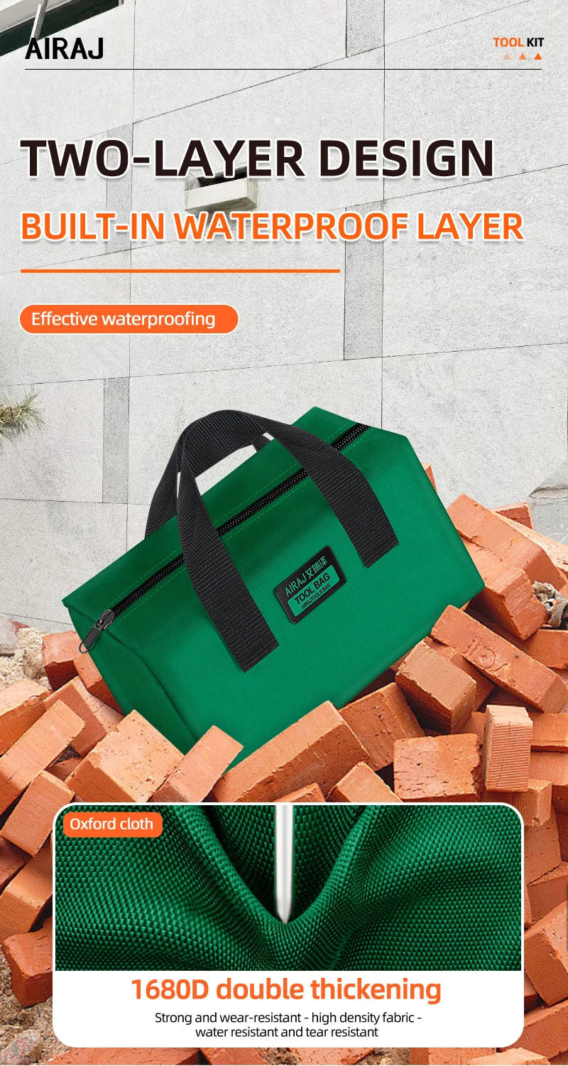 AIRAJ Tool Bag Large Capacity Thickened Wear-Resistant Oxford Cloth Multifunctional Portable Electrician Storage Bag