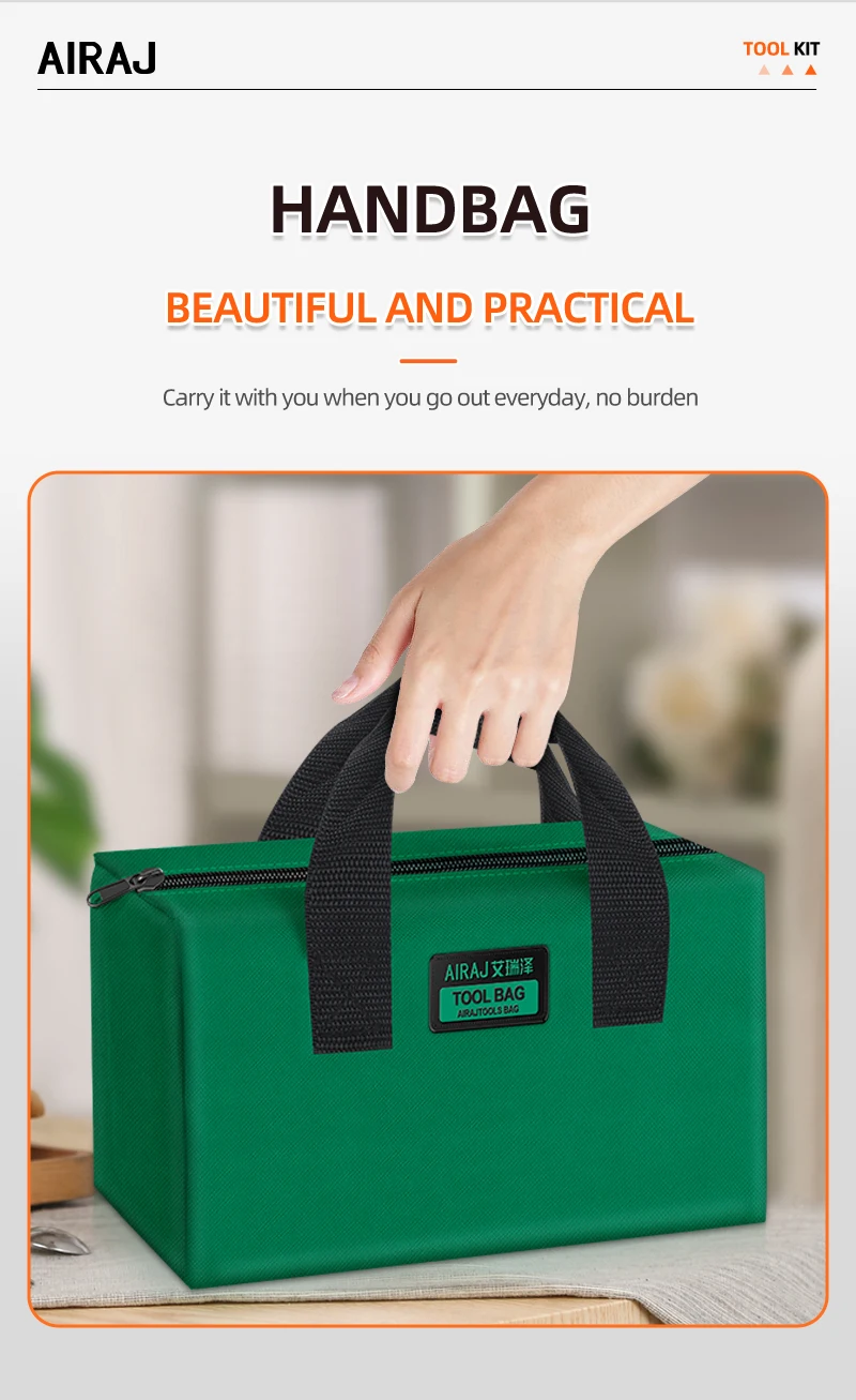 AIRAJ Tool Bag Large Capacity Thickened Wear-Resistant Oxford Cloth Multifunctional Portable Electrician Storage Bag