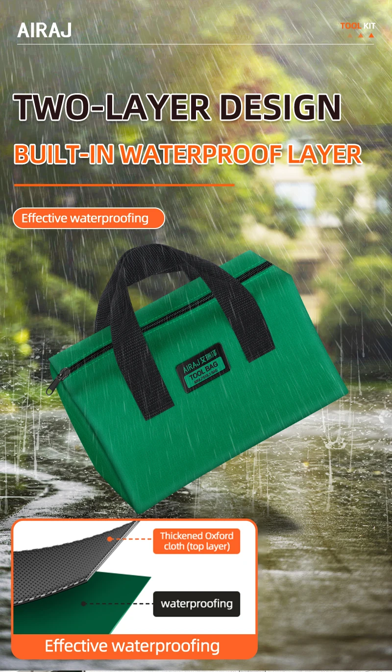 AIRAJ Tool Bag Large Capacity Thickened Wear-Resistant Oxford Cloth Multifunctional Portable Electrician Storage Bag
