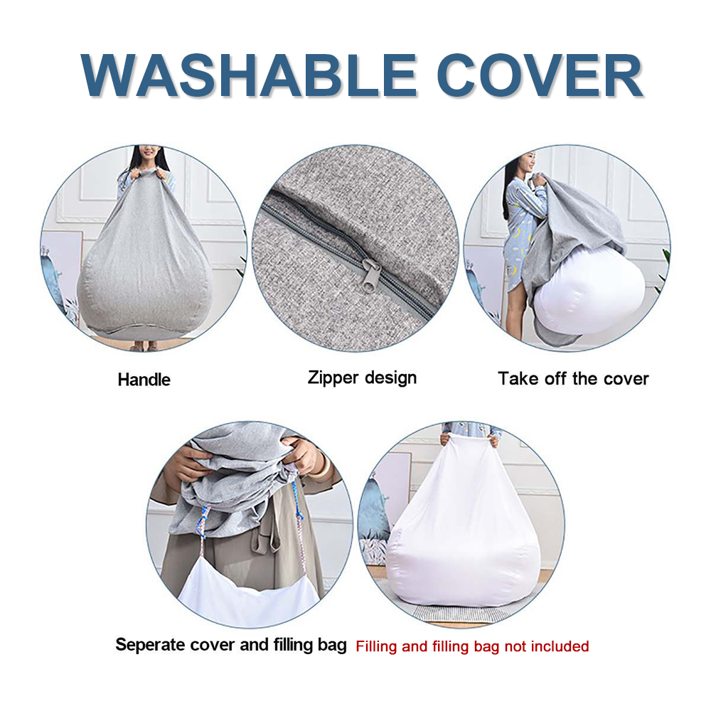 Large Small Lazy Sofa Cover Chairs Without Filler Linen Cloth Lounger Seat Bean Bag Pouf Puff Couch Tatami Living Room