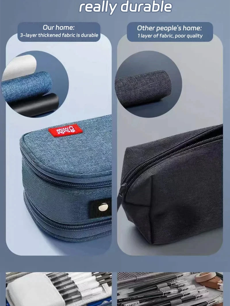 Portable Large Capacity Pencil Case Upper Pen Box Multifunctional Stationery Bag Boy Back to School Office Supplies Stationery