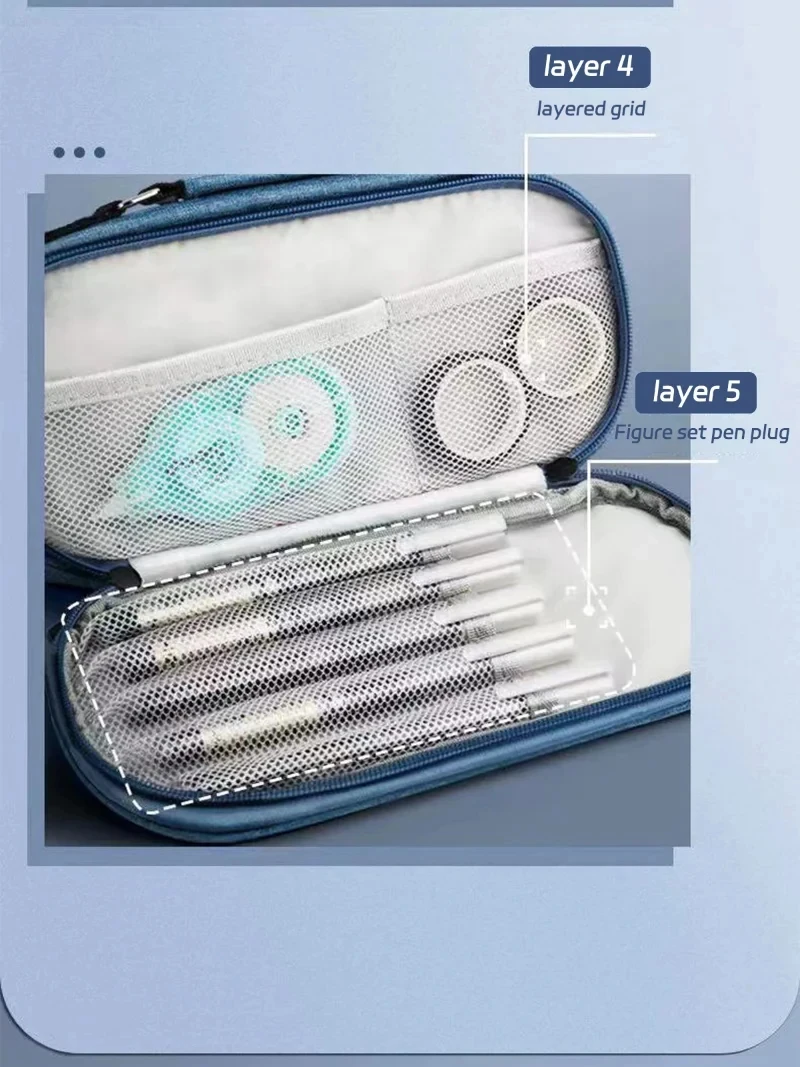 Portable Large Capacity Pencil Case Upper Pen Box Multifunctional Stationery Bag Boy Back to School Office Supplies Stationery