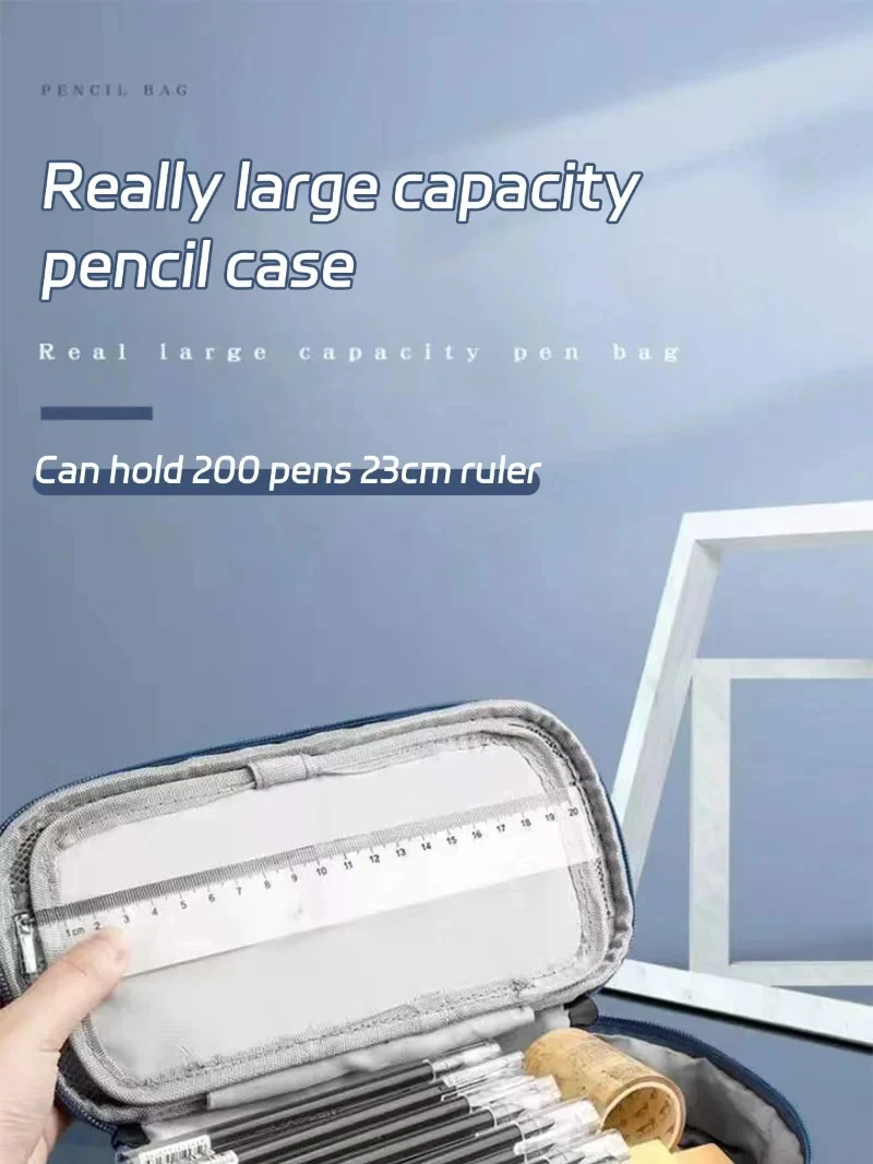 Portable Large Capacity Pencil Case Upper Pen Box Multifunctional Stationery Bag Boy Back to School Office Supplies Stationery