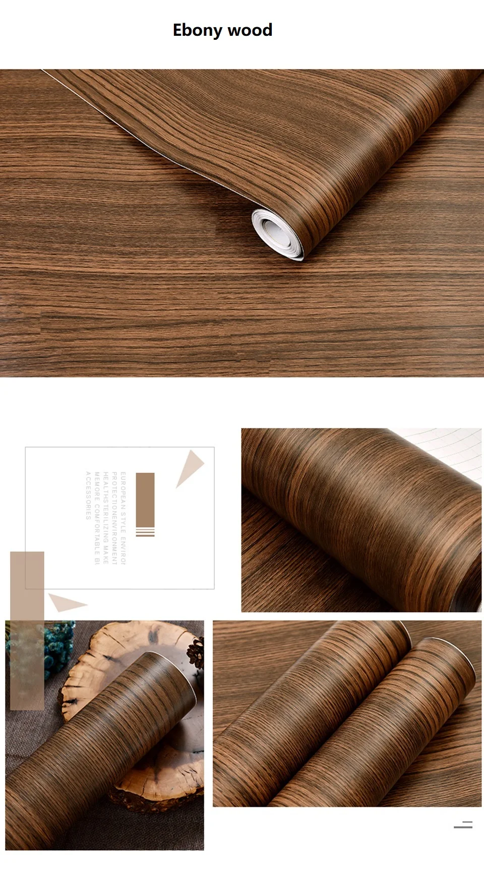 Wood Grain PVC Self-adhesive Wallpaper Waterproof Oil Proof Cabinets, Wardrobes, Desktop Doors, Furniture Refurbishment Stickers