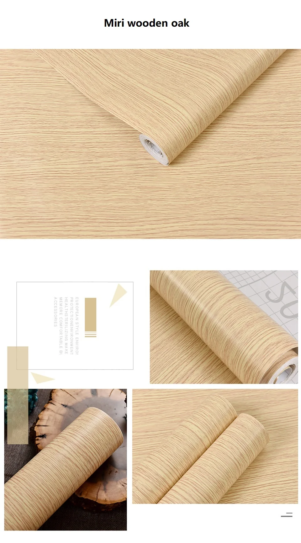 Wood Grain PVC Self-adhesive Wallpaper Waterproof Oil Proof Cabinets, Wardrobes, Desktop Doors, Furniture Refurbishment Stickers