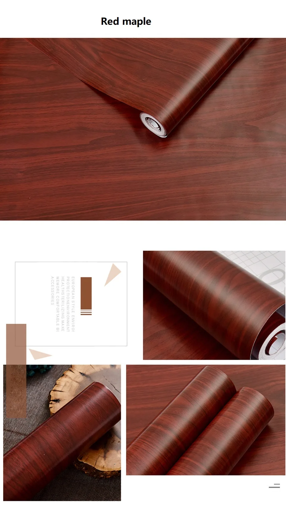 Wood Grain PVC Self-adhesive Wallpaper Waterproof Oil Proof Cabinets, Wardrobes, Desktop Doors, Furniture Refurbishment Stickers