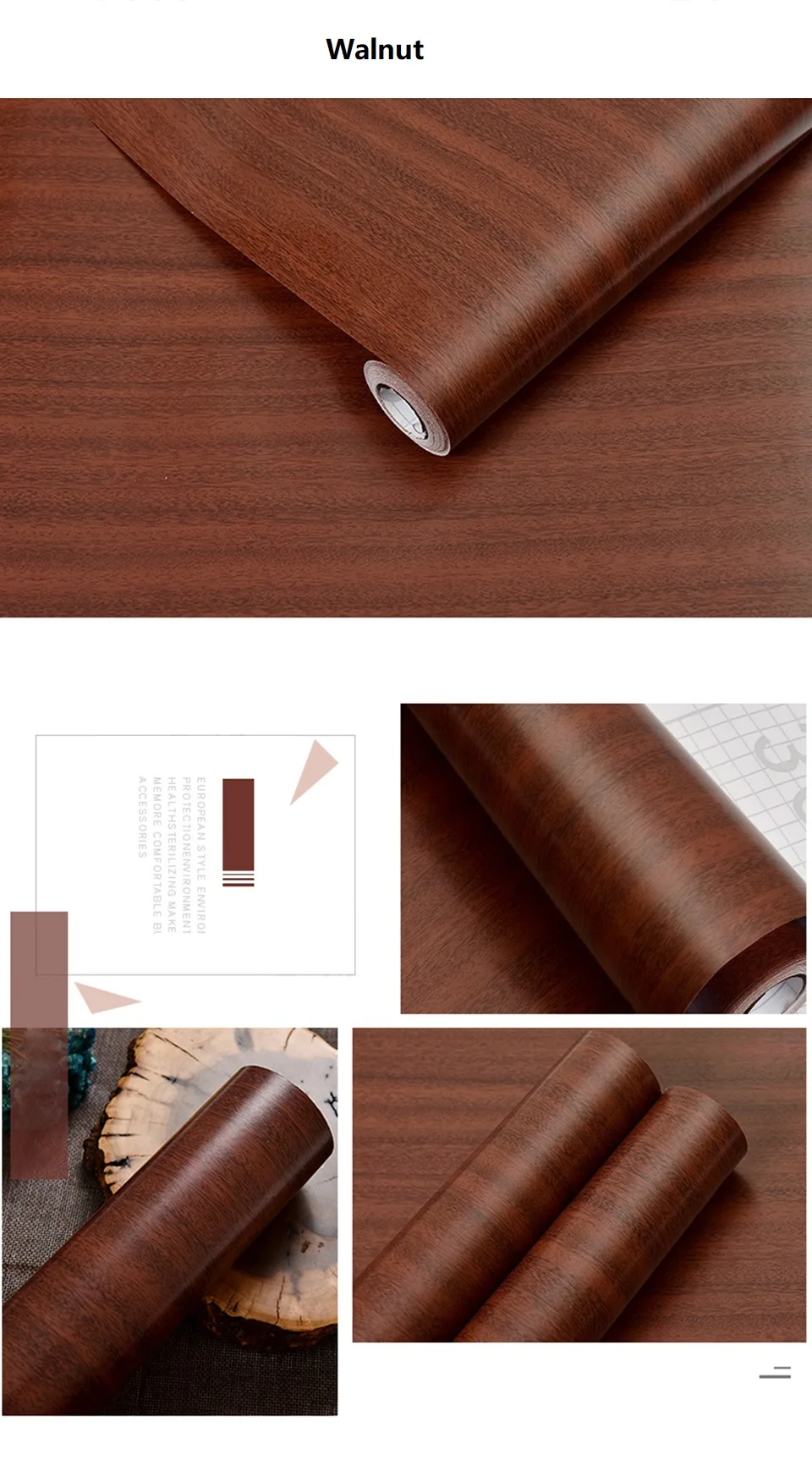 Wood Grain PVC Self-adhesive Wallpaper Waterproof Oil Proof Cabinets, Wardrobes, Desktop Doors, Furniture Refurbishment Stickers