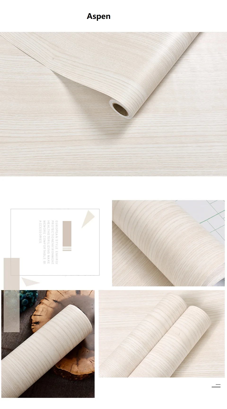 Wood Grain PVC Self-adhesive Wallpaper Waterproof Oil Proof Cabinets, Wardrobes, Desktop Doors, Furniture Refurbishment Stickers