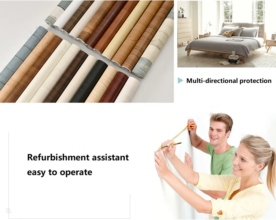 Wood Grain PVC Self-adhesive Wallpaper Waterproof Oil Proof Cabinets, Wardrobes, Desktop Doors, Furniture Refurbishment Stickers