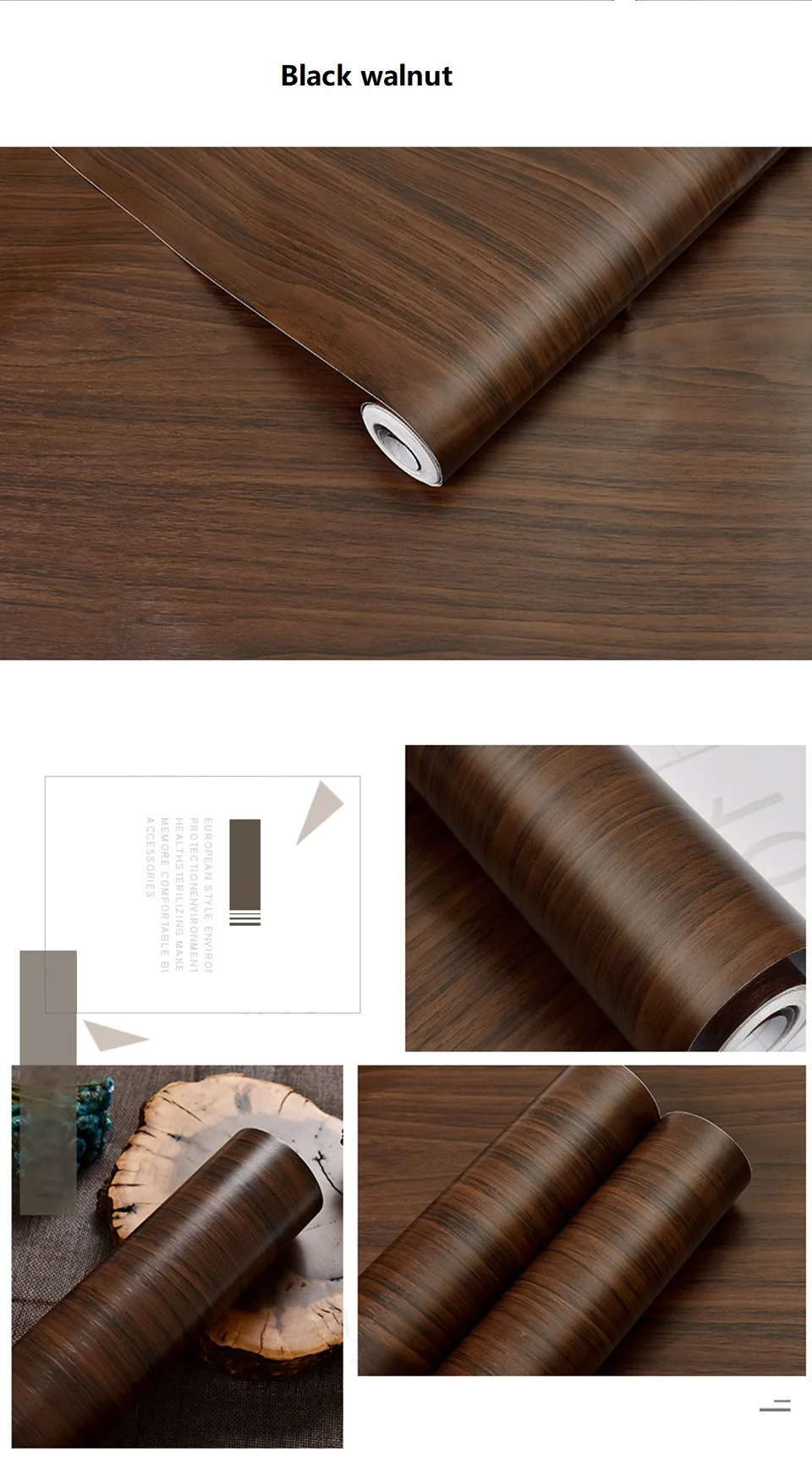 Wood Grain PVC Self-adhesive Wallpaper Waterproof Oil Proof Cabinets, Wardrobes, Desktop Doors, Furniture Refurbishment Stickers
