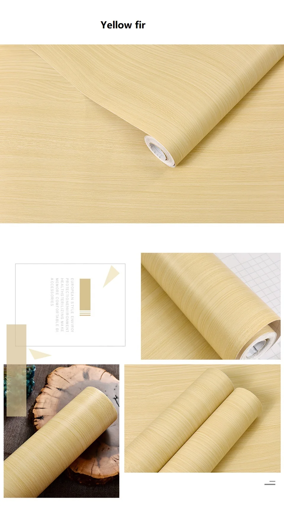 Wood Grain PVC Self-adhesive Wallpaper Waterproof Oil Proof Cabinets, Wardrobes, Desktop Doors, Furniture Refurbishment Stickers