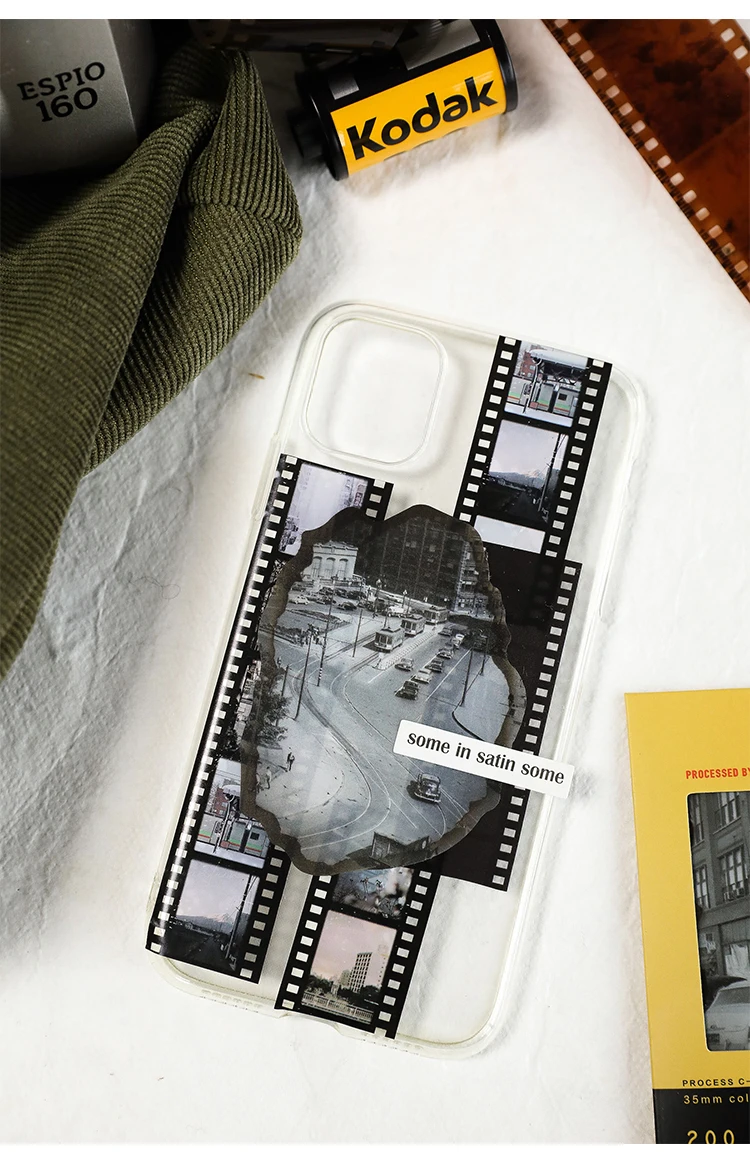25mm*2m Vintage Film PET Tapes DIY Scrapbooking Collage Stationery Decor Journalling Materials Adhesive Labels Tapes