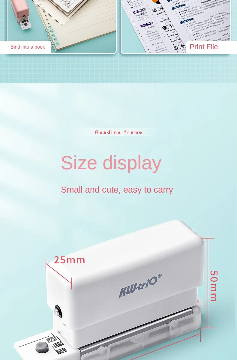 Mini 6-Hole Punching Machine DIY Book Page Stitcher Paper Binding Punch Planner Loose Leaf Paper Hole Puncher Office Stationery