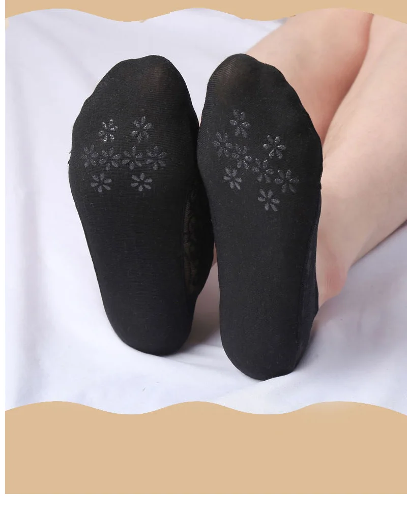 5 Pairs/Lot Socks Women's Ankle Short No-Show Invisible Foot Summer Thin Cotton Set White Low Cut Boat Lace Silicone Non-Slip