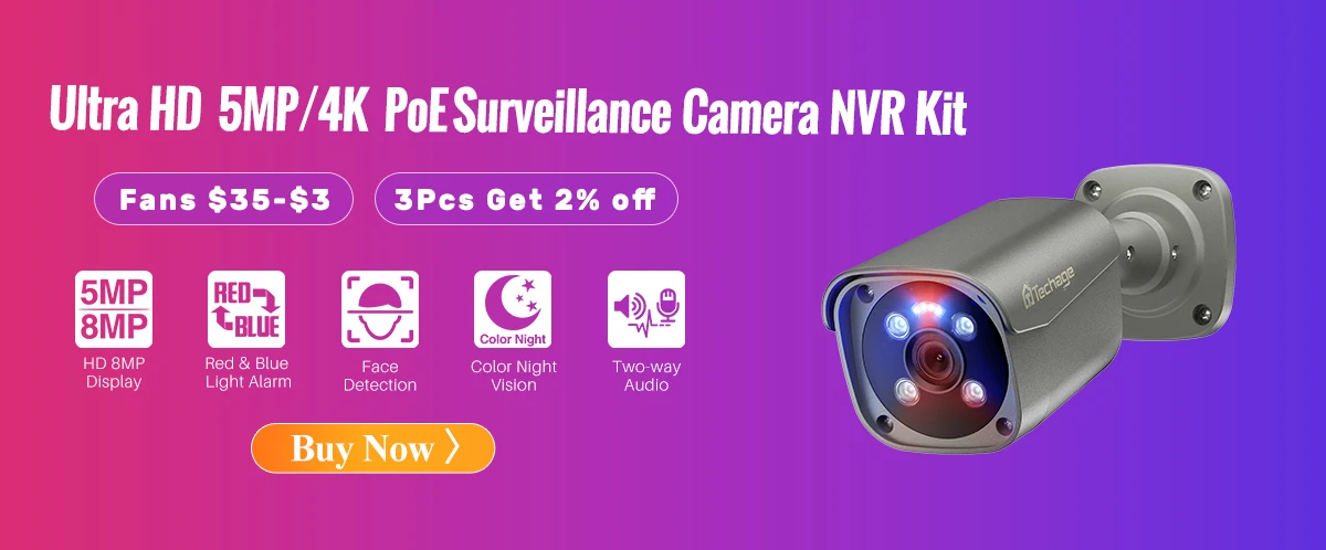 Techage PTZ 4K 8MP POE Camera 8X Hybrid Zoom 2.8mm 12mm Dual Lens Two Way Audio Color Night Vision Human Detection POE IP Camera
