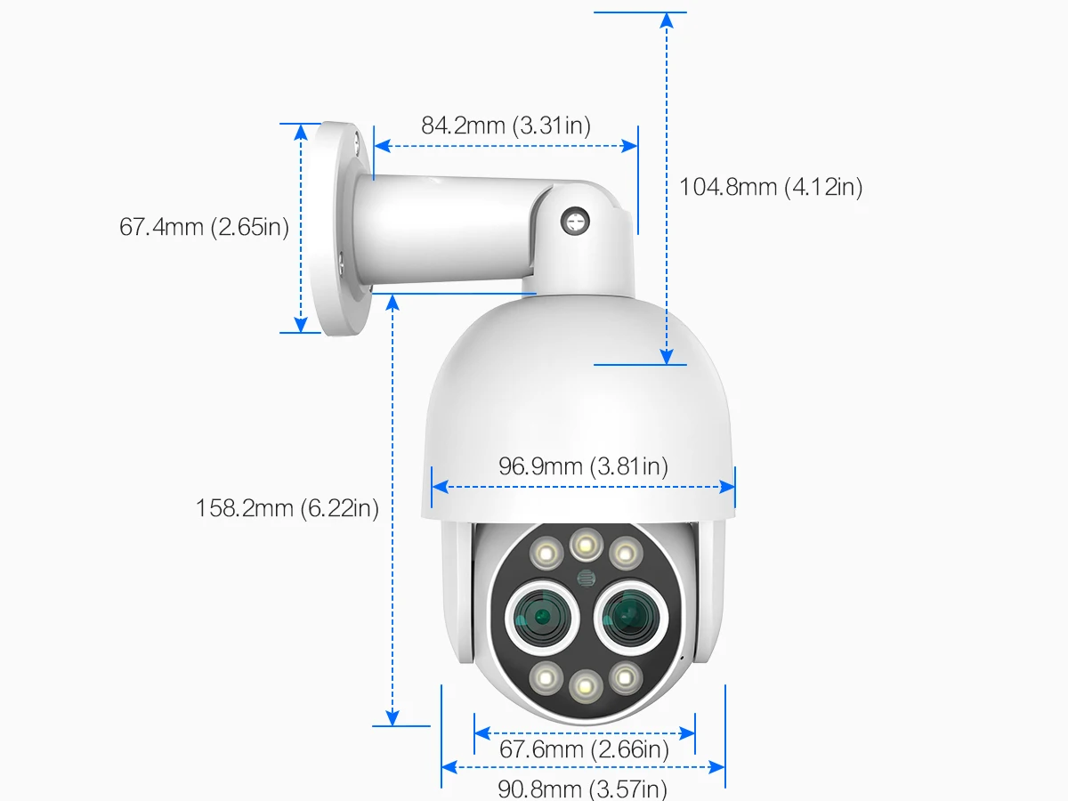 Techage PTZ 4K 8MP POE Camera 8X Hybrid Zoom 2.8mm 12mm Dual Lens Two Way Audio Color Night Vision Human Detection POE IP Camera