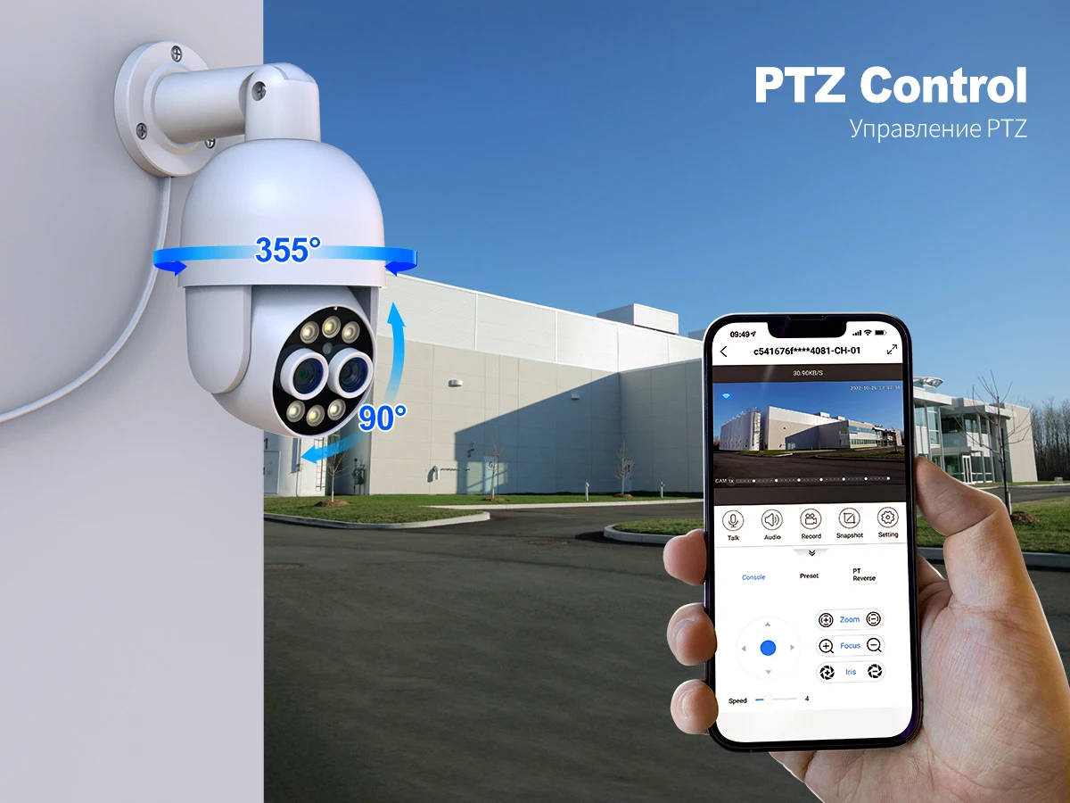 Techage PTZ 4K 8MP POE Camera 8X Hybrid Zoom 2.8mm 12mm Dual Lens Two Way Audio Color Night Vision Human Detection POE IP Camera