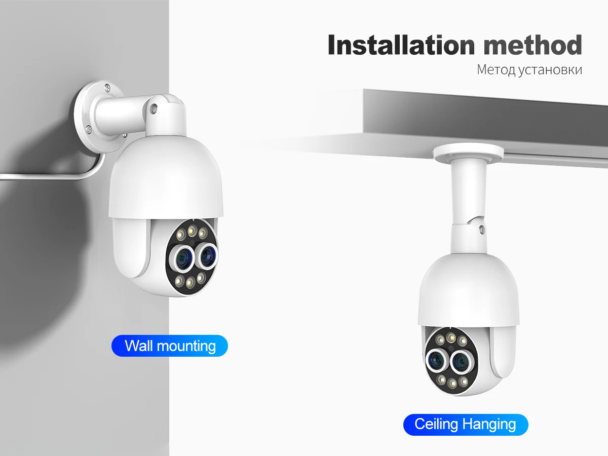 Techage PTZ 4K 8MP POE Camera 8X Hybrid Zoom 2.8mm 12mm Dual Lens Two Way Audio Color Night Vision Human Detection POE IP Camera