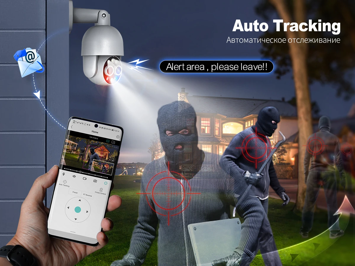 Techage PTZ 4K 8MP POE Camera 8X Hybrid Zoom 2.8mm 12mm Dual Lens Two Way Audio Color Night Vision Human Detection POE IP Camera