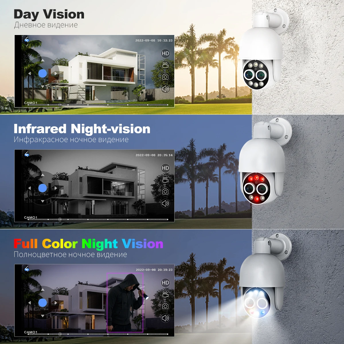 Techage PTZ 4K 8MP POE Camera 8X Hybrid Zoom 2.8mm 12mm Dual Lens Two Way Audio Color Night Vision Human Detection POE IP Camera