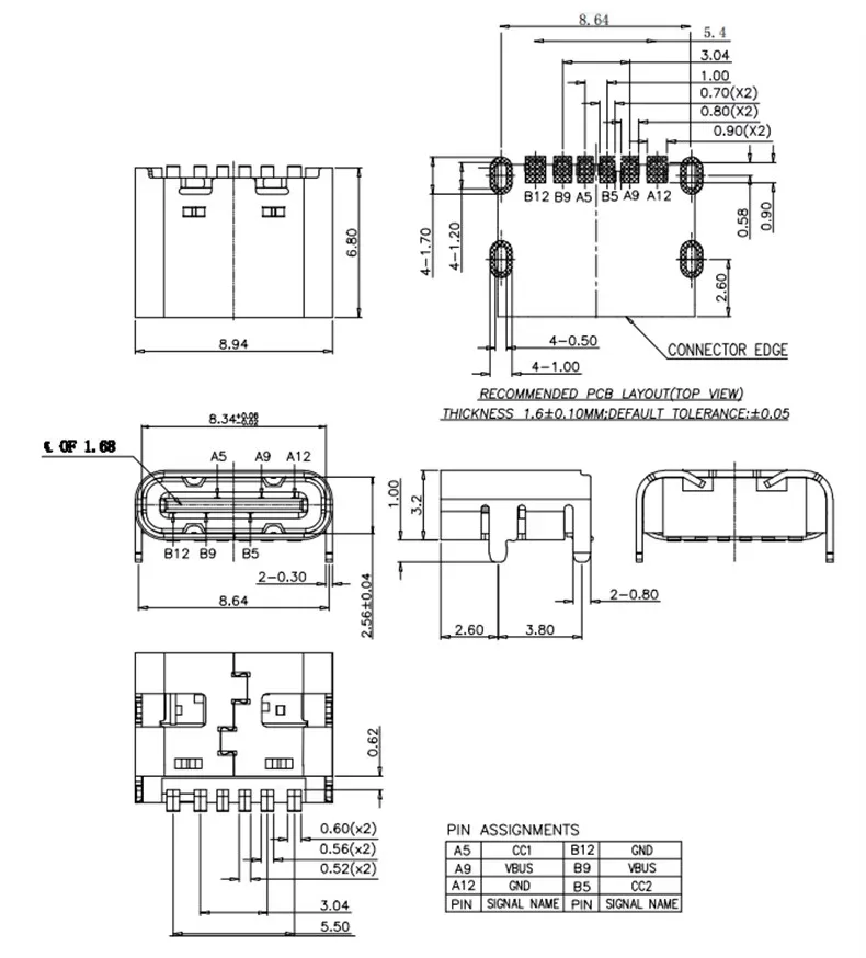 10/20/50PCS Type-c 6Pin 16Pin USB-C Connector Female Jack Charging Port Data Transmission SMD USB 3.1 Socket SMT PCB Soldering
