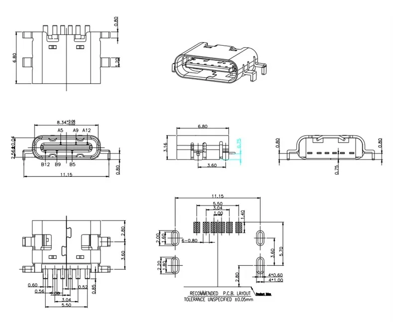 10/20/50PCS Type-c 6Pin 16Pin USB-C Connector Female Jack Charging Port Data Transmission SMD USB 3.1 Socket SMT PCB Soldering