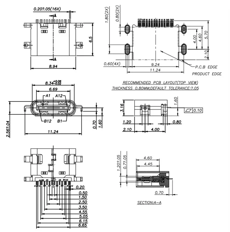 10/20/50PCS Type-c 6Pin 16Pin USB-C Connector Female Jack Charging Port Data Transmission SMD USB 3.1 Socket SMT PCB Soldering