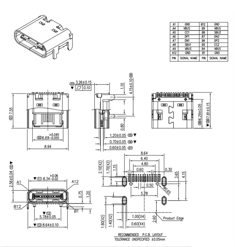 10/20/50PCS Type-c 6Pin 16Pin USB-C Connector Female Jack Charging Port Data Transmission SMD USB 3.1 Socket SMT PCB Soldering