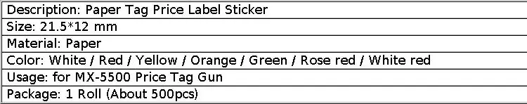 Retail 1 Roll 500 Pcs Multiple Color Price Tag Paper Price Tag Gun Sticker Shop Store Price Mark Sticker Adhesive Price Lable