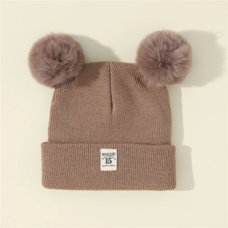 Autumn Winter Baby Warm Knitted Hats With Pom Kids Knit Beanie Hat Solid Color Children Hat For Boys Girls Accessories