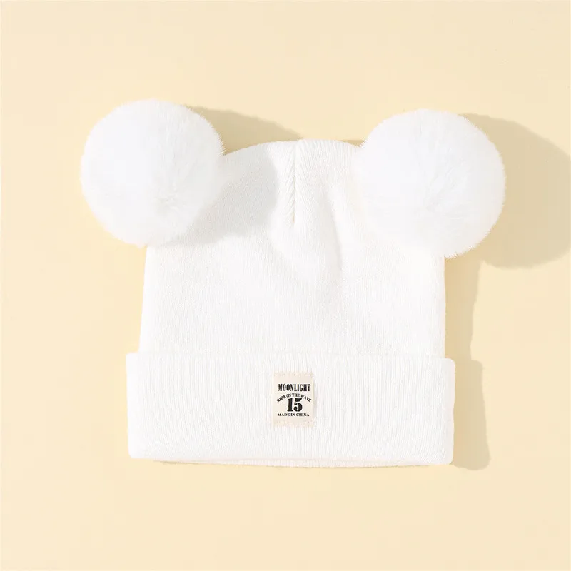 Autumn Winter Baby Warm Knitted Hats With Pom Kids Knit Beanie Hat Solid Color Children Hat For Boys Girls Accessories
