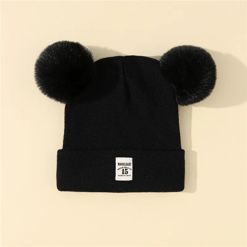 Autumn Winter Baby Warm Knitted Hats With Pom Kids Knit Beanie Hat Solid Color Children Hat For Boys Girls Accessories