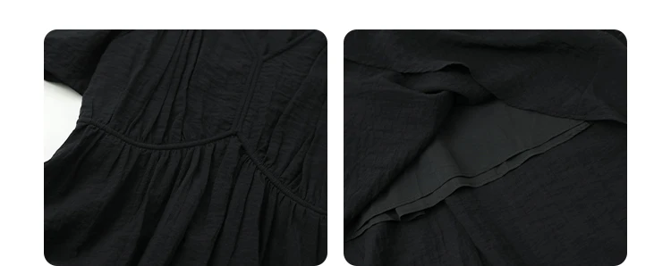 CHIC VEN Women Dresses French Style Vintage V-neck Puff Sleeve Long Dress Solid Black Loose Female Clothing Summer New 2023