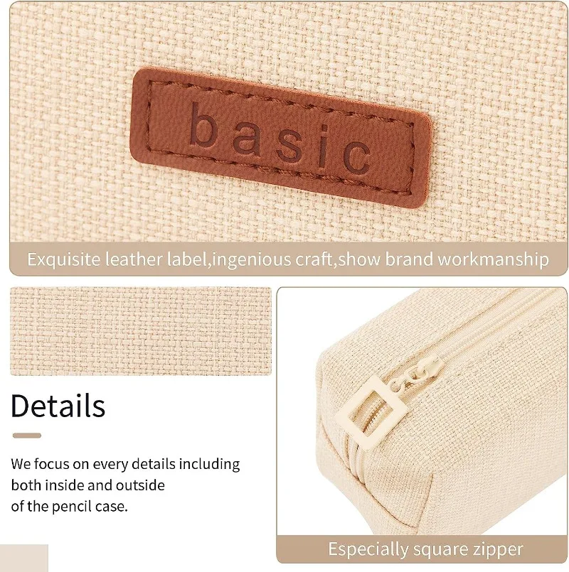 Canvas Pencil Case Student Pouch Coin Cosmetic Bag Office Stationery Organizer For Teen Girl Boy School Supplies