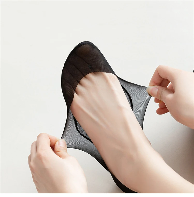 5 Pairs/ Lot Woman Socks New Summer Ultrathin Solid Color Invisible No Show Socks Set Breathable Anti-slip Socks Slippers Casual