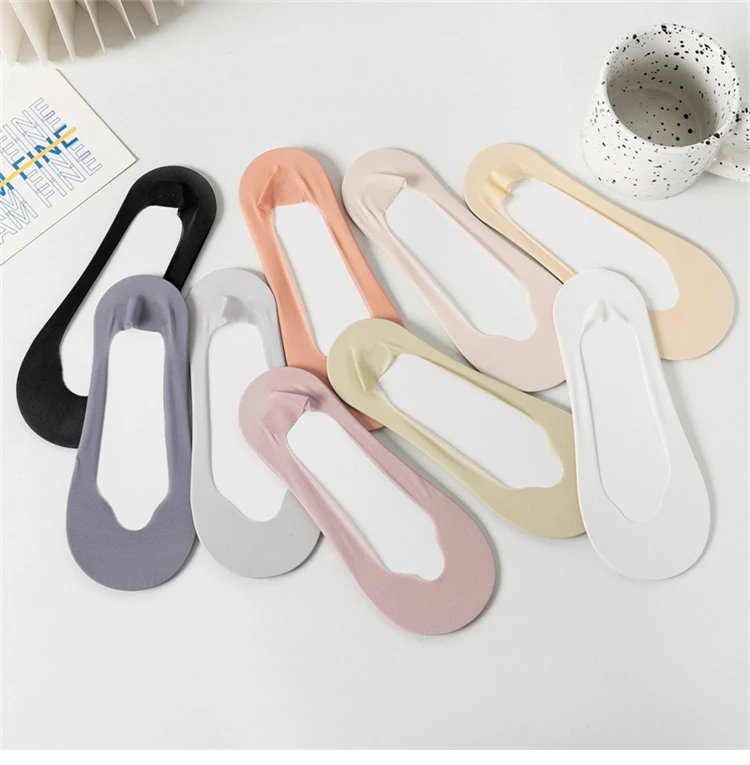 5 Pairs/ Lot Woman Socks New Summer Ultrathin Solid Color Invisible No Show Socks Set Breathable Anti-slip Socks Slippers Casual