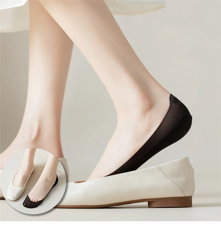 5 Pairs/ Lot Woman Socks New Summer Ultrathin Solid Color Invisible No Show Socks Set Breathable Anti-slip Socks Slippers Casual