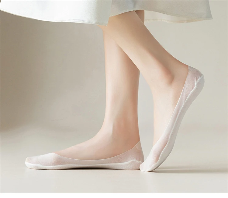 5 Pairs/ Lot Woman Socks New Summer Ultrathin Solid Color Invisible No Show Socks Set Breathable Anti-slip Socks Slippers Casual