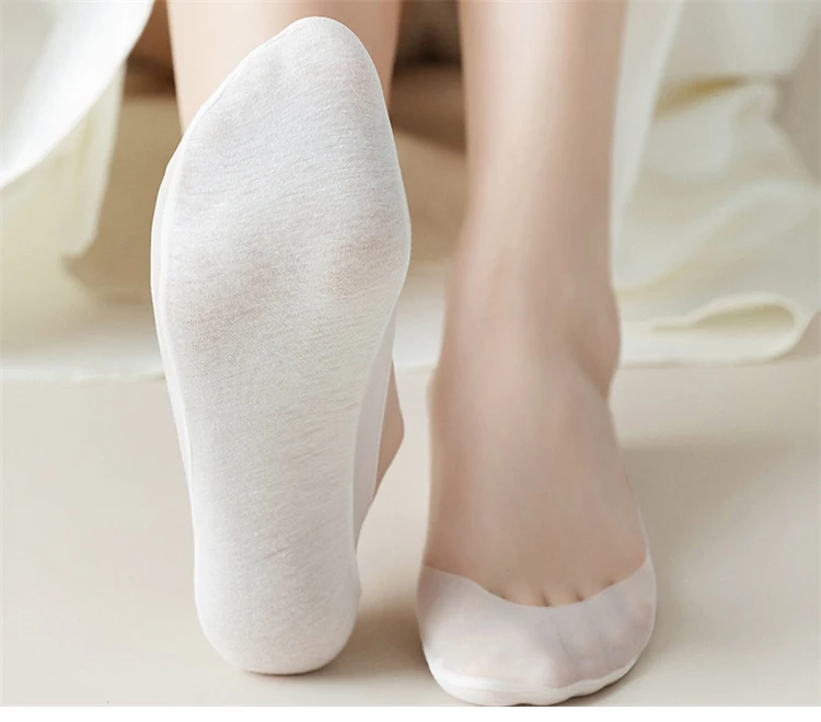 5 Pairs/ Lot Woman Socks New Summer Ultrathin Solid Color Invisible No Show Socks Set Breathable Anti-slip Socks Slippers Casual