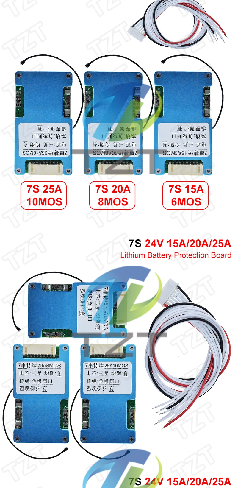 BMS 7S 24V 15A 20A 25A Li-ion Lmo Ternary Lithium 18650 Battery Charger Protection Board Balance And NTC Temperature Protect