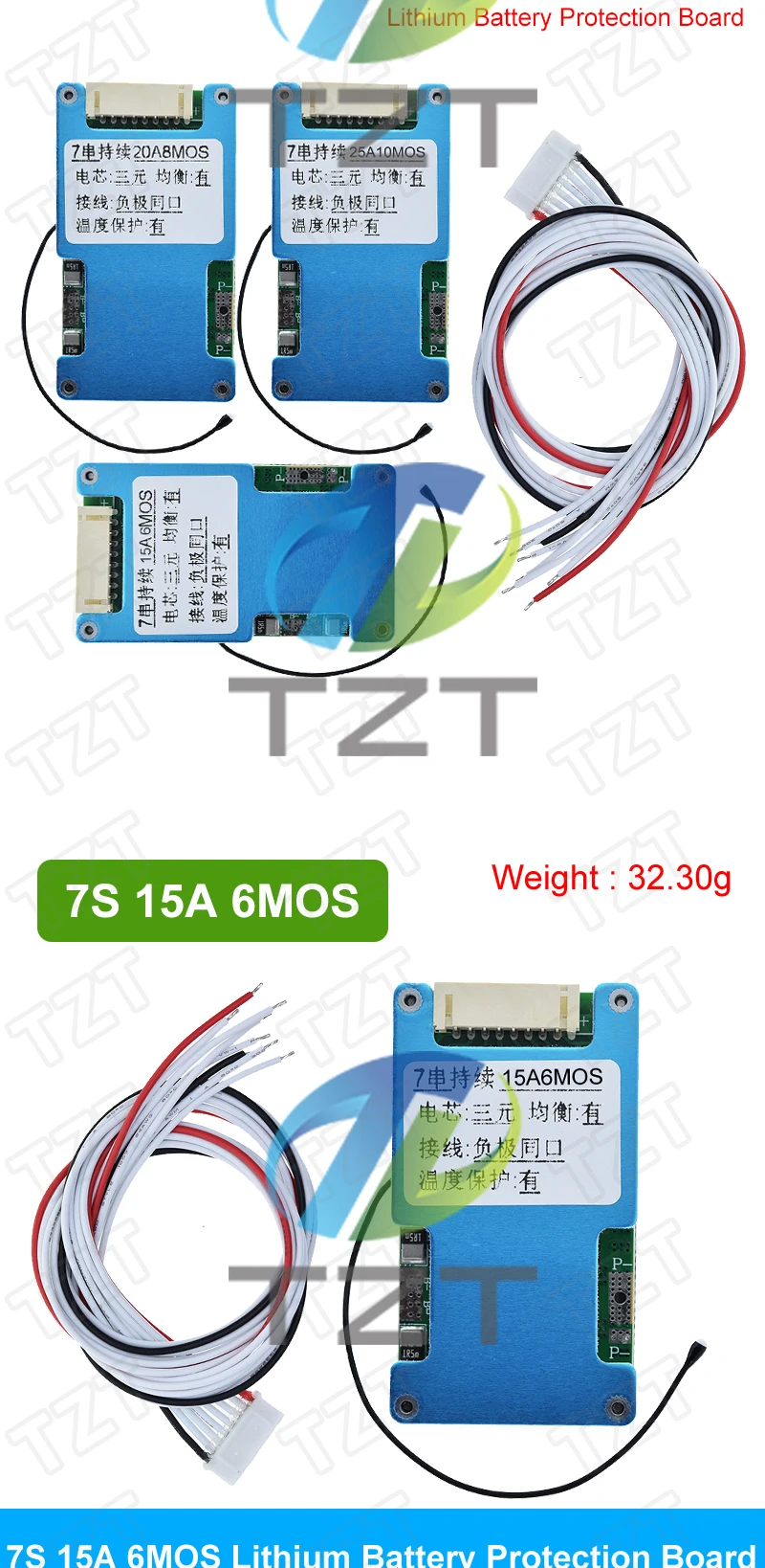 BMS 7S 24V 15A 20A 25A Li-ion Lmo Ternary Lithium 18650 Battery Charger Protection Board Balance And NTC Temperature Protect