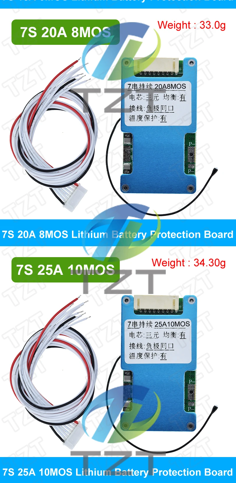 BMS 7S 24V 15A 20A 25A Li-ion Lmo Ternary Lithium 18650 Battery Charger Protection Board Balance And NTC Temperature Protect