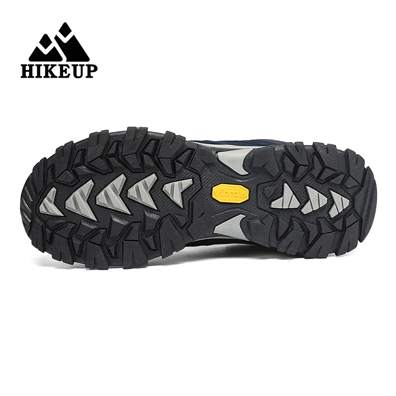 HIKEUP High Quality Leather Hiking Shoes Durable Outdoor Sport Men Trekking Leather Shoes Lace-Up Climbing Hunting Sneakers