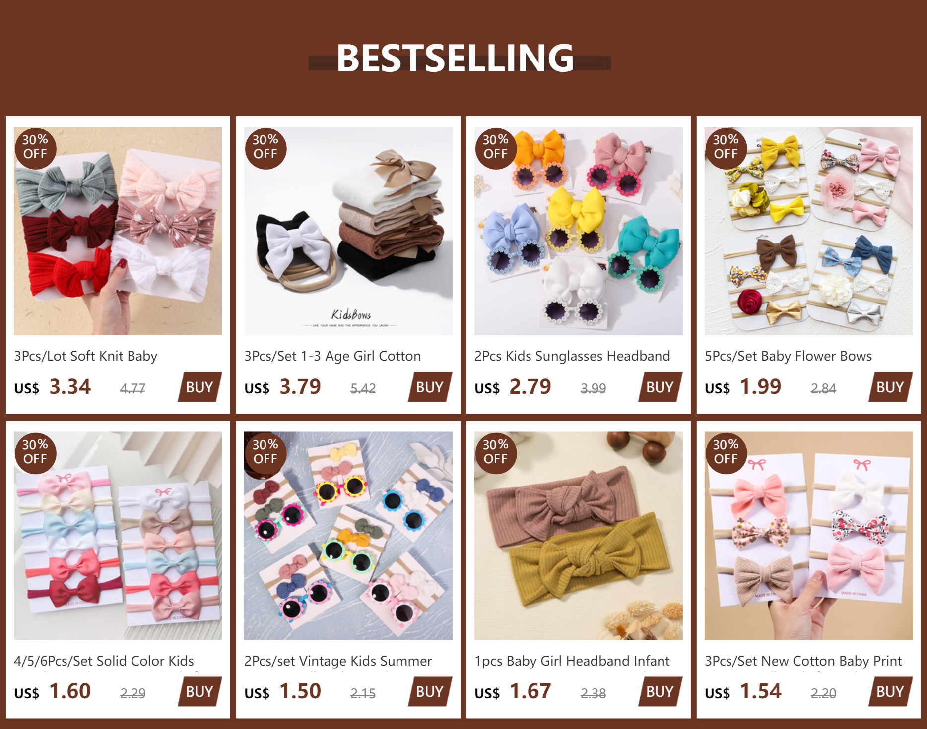 4/5/6Pcs/Set Solid Color Kids Headwear Elastic Hair Bands for Baby Cute Ribbon Bowknot Headband Infant Girls Hair Accessories
