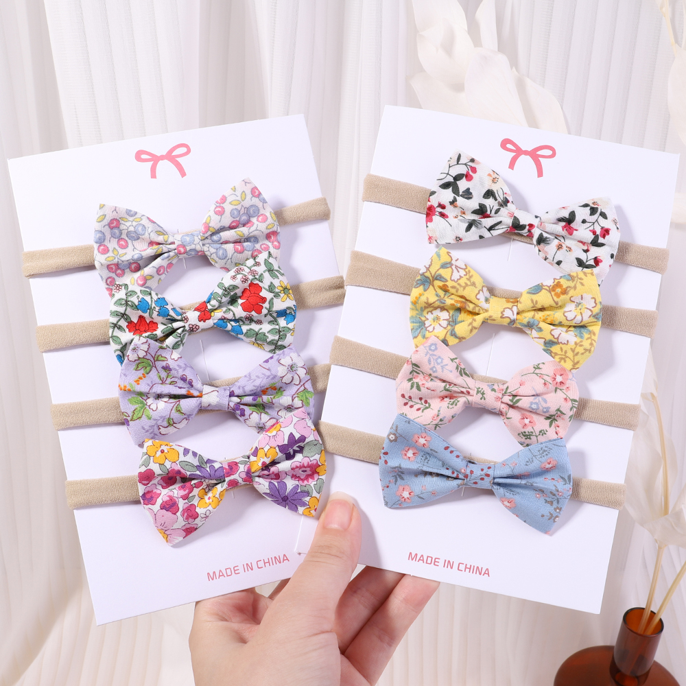 4/5/6Pcs/Set Solid Color Kids Headwear Elastic Hair Bands for Baby Cute Ribbon Bowknot Headband Infant Girls Hair Accessories