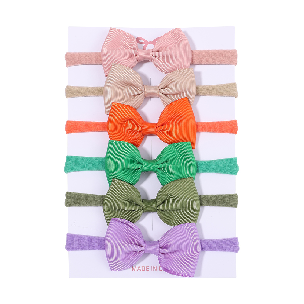4/5/6Pcs/Set Solid Color Kids Headwear Elastic Hair Bands for Baby Cute Ribbon Bowknot Headband Infant Girls Hair Accessories