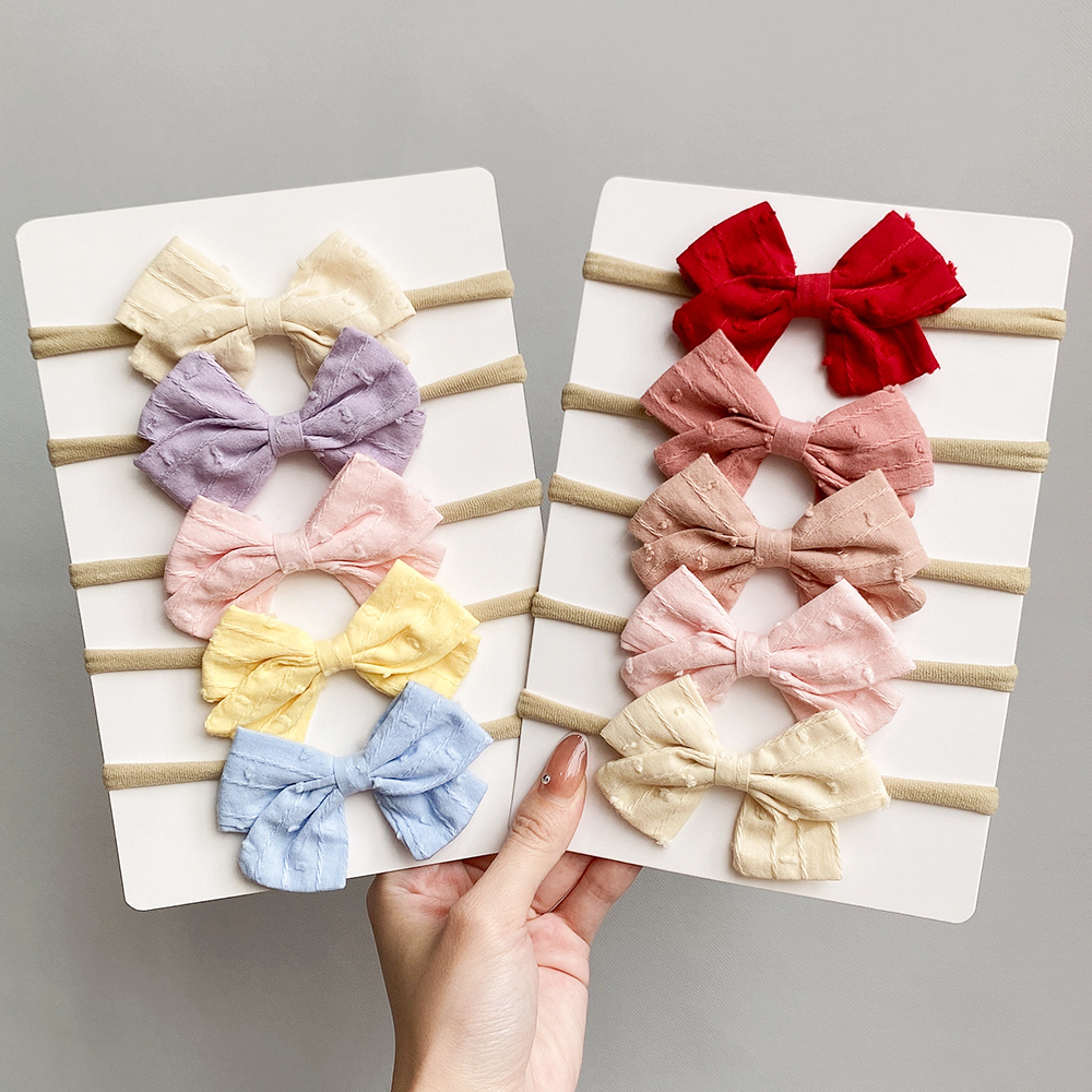4/5/6Pcs/Set Solid Color Kids Headwear Elastic Hair Bands for Baby Cute Ribbon Bowknot Headband Infant Girls Hair Accessories